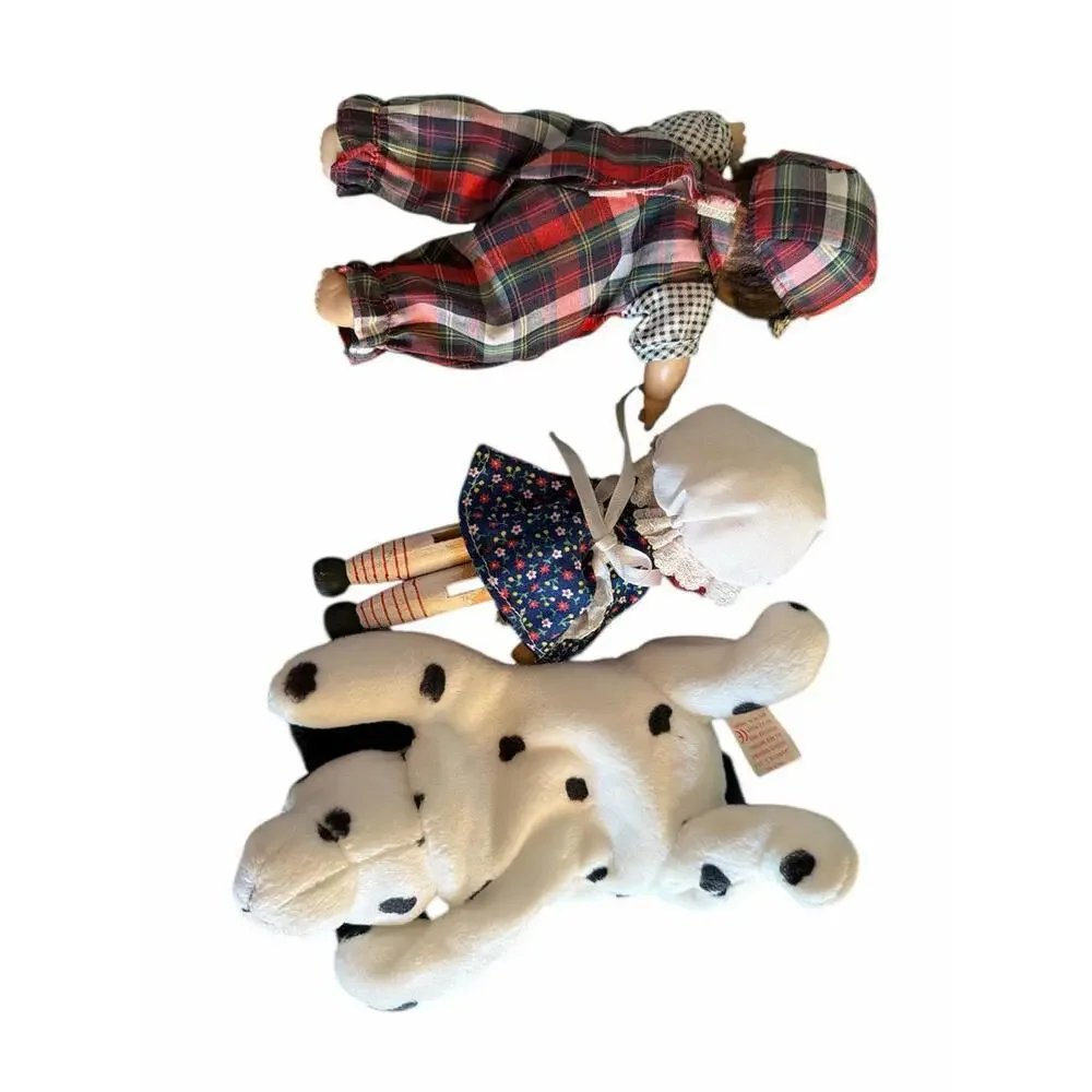 Dolls are around 7” and a beenie baby